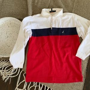Men’s L Nautical Polo Red White and Blue